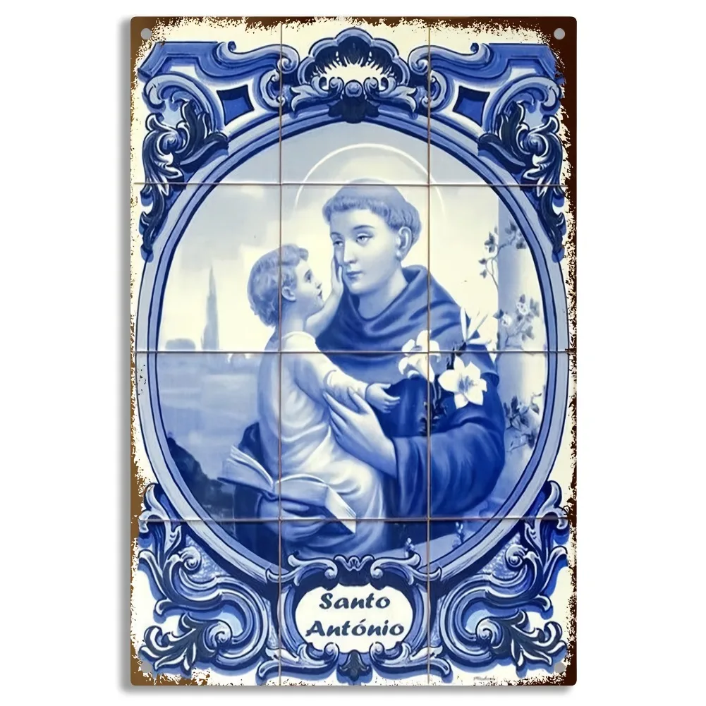 Retro Ceramic Scene Metal Wall Art - 2D Flat 8x12
