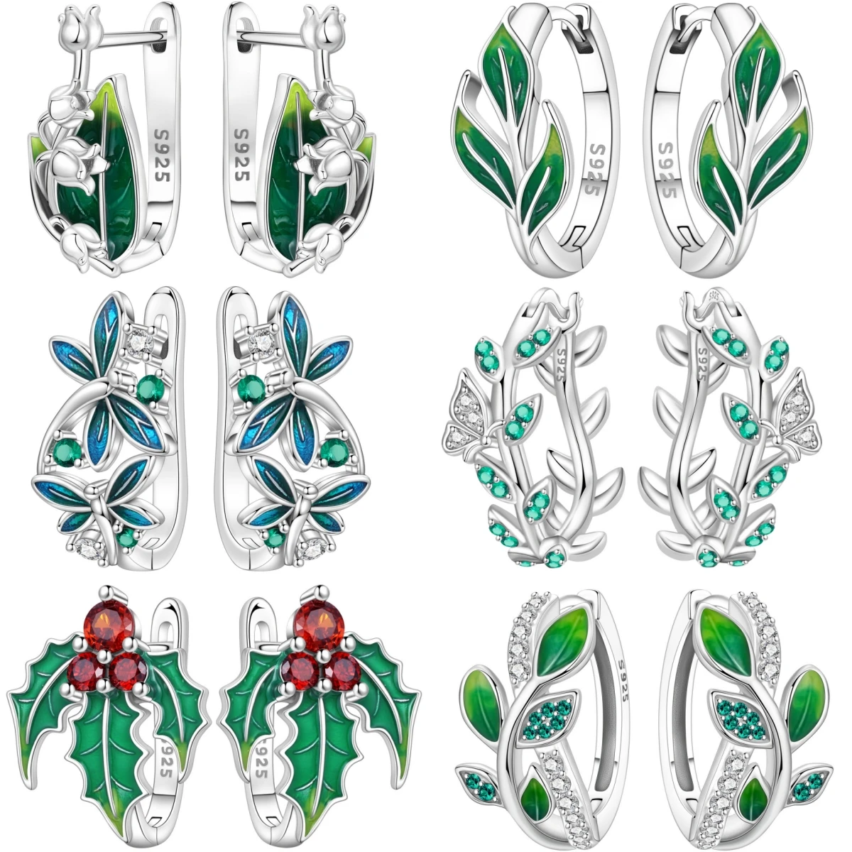 

Orstarry Original 925 Sterling Silver Green Bell Orchid Earrings Women Ear Studs Hoop Earring Anniversary Jewelry Trendy Gifts