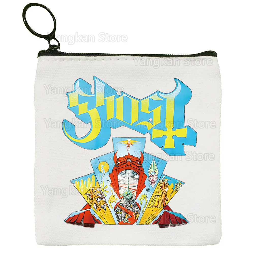 Ghost Band Skeletá Satanized Rock Metal Canvas Card Coin Purse Female Cute Simple Coin Mini Zipper Bag