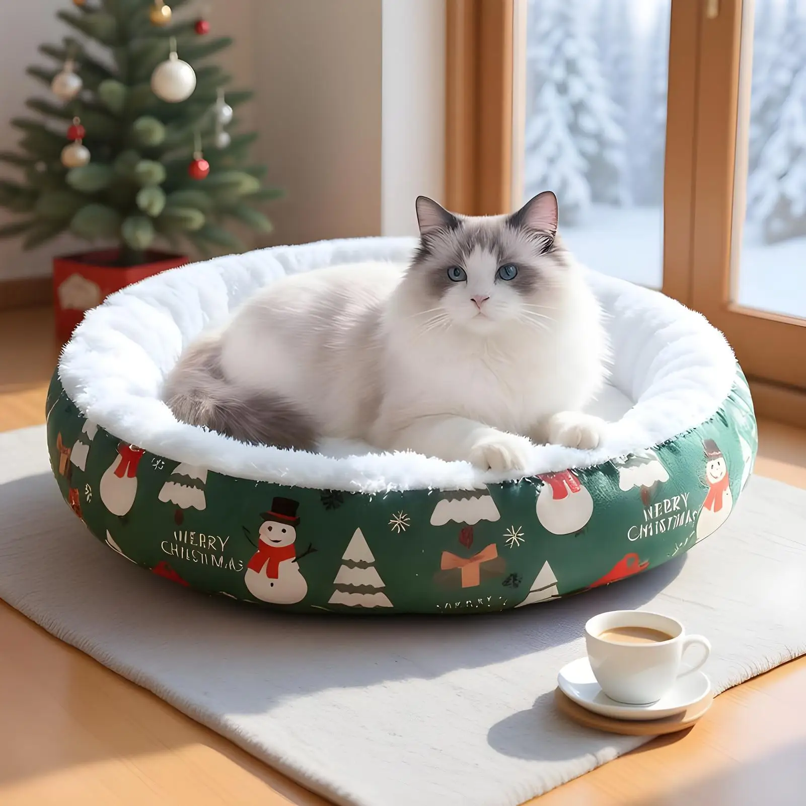 

Пушистый коврик для кошек, удобный рождественский диван для домашних животных, ящик для котенка, питомник, пушистый коврик для дома, общежития, спальни, гостиной, балкона