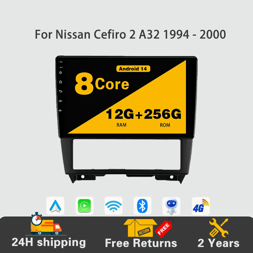 

Android 14 Car Radio Wireless Multimedia Video Player Navigation GPS Carplay WIFI Head Unit For Nissan Cefiro 2 A32 1994 - 2000