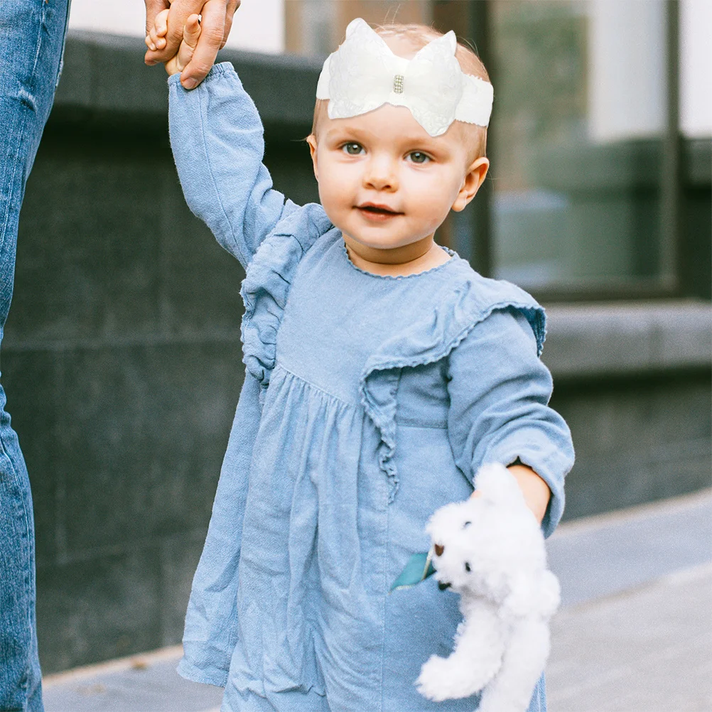

Butterfly Knot Hair Band Baby Bow Headband Newborn Lace Pearl Rhinestone Infant Headdress Girl Hair Accessories Daily Wear
