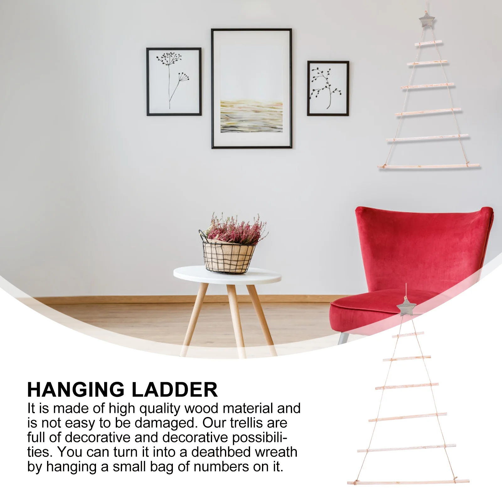 

Christmas Branch Wall Decorations Wood Tree Hanger Rustic Home Decoration Gift For Family Friends Lovers Wood Hanging Ladder