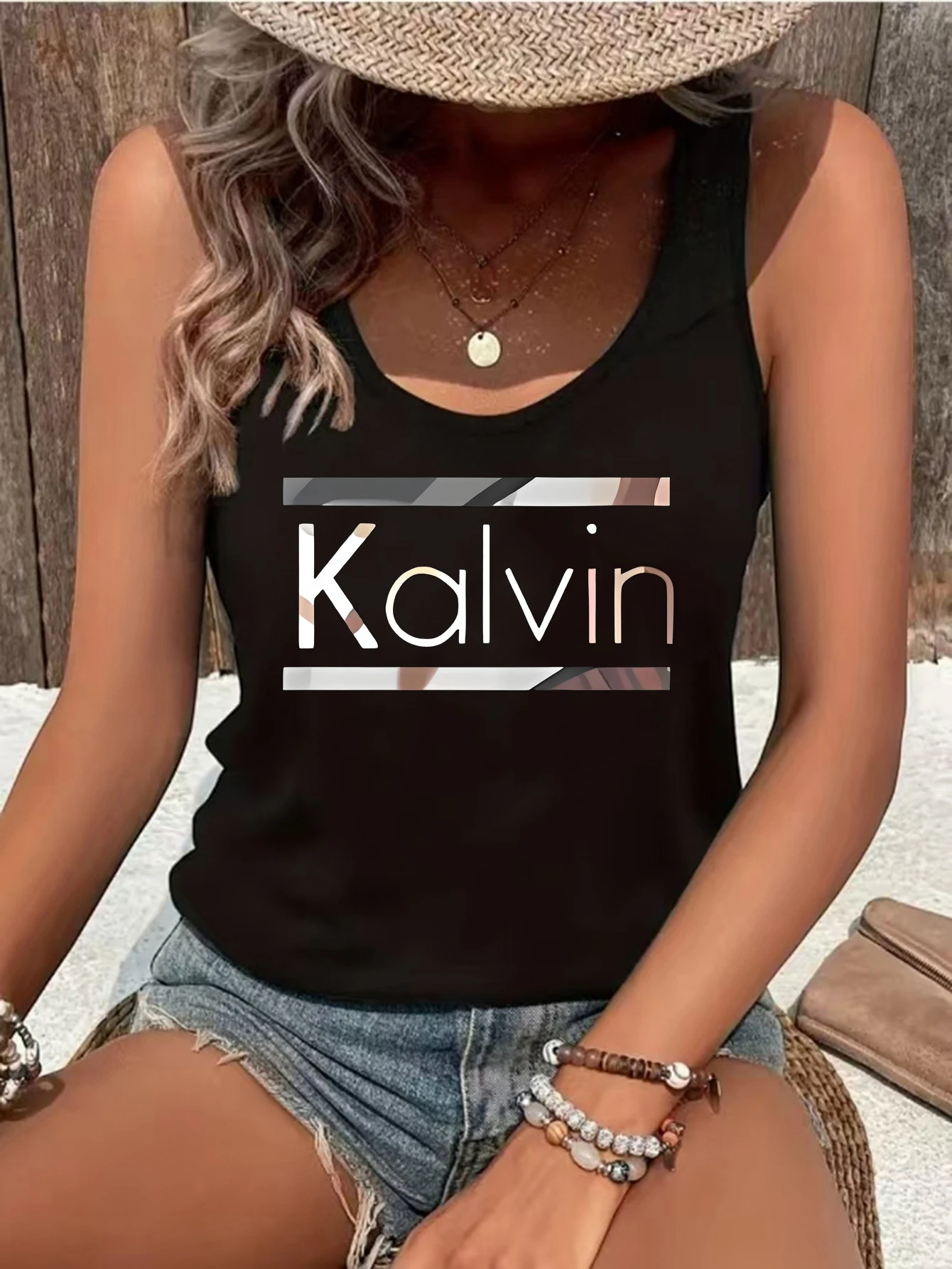 printed Summer women's loose and personalized dream catcher mesh printed vest top T-shirt comfortable sleeveless
