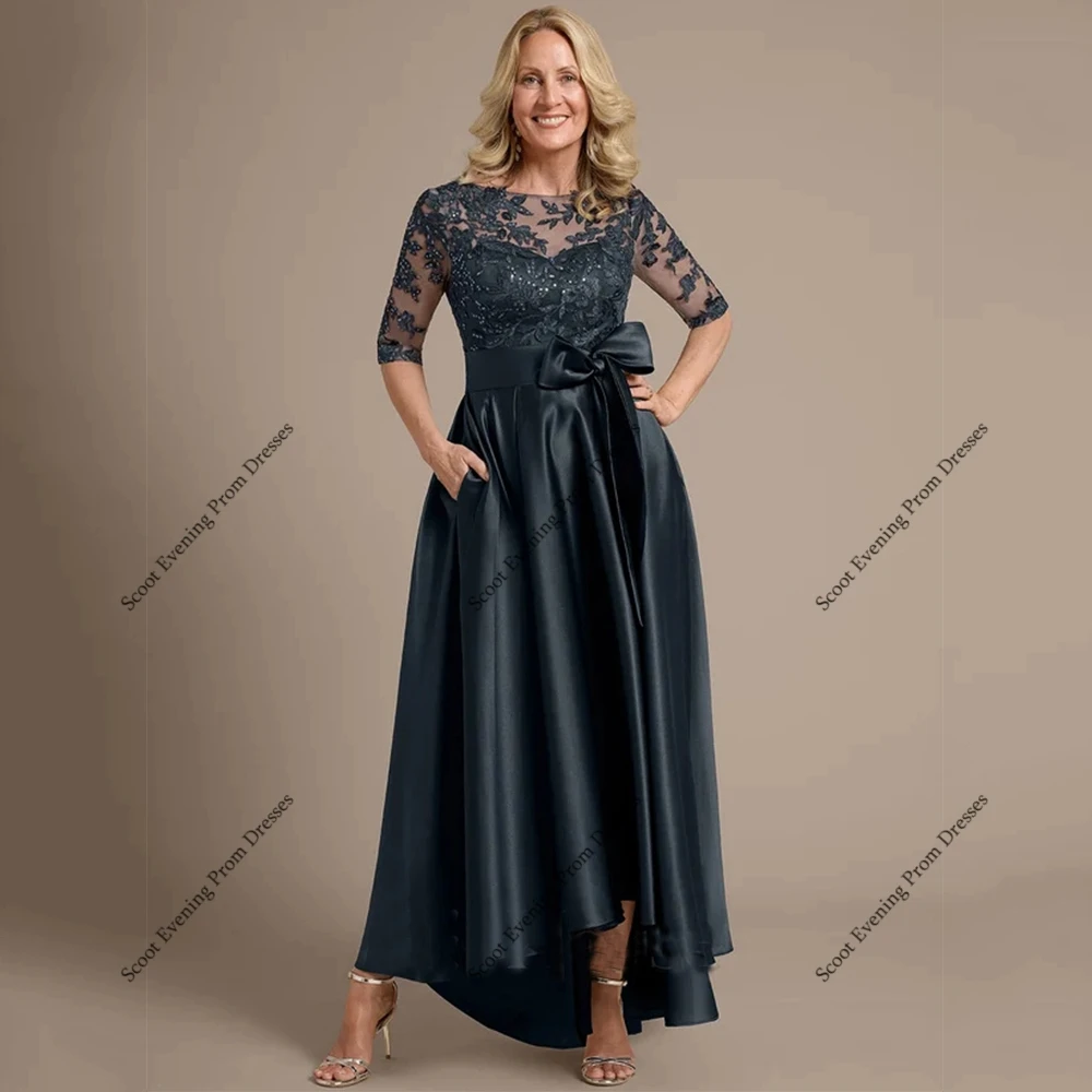 Простые платья для матери невесты с кружевными рукавами 3/4, свадебные платья для женщин, новинка лета 2022, атласное платье Robe De Soirée