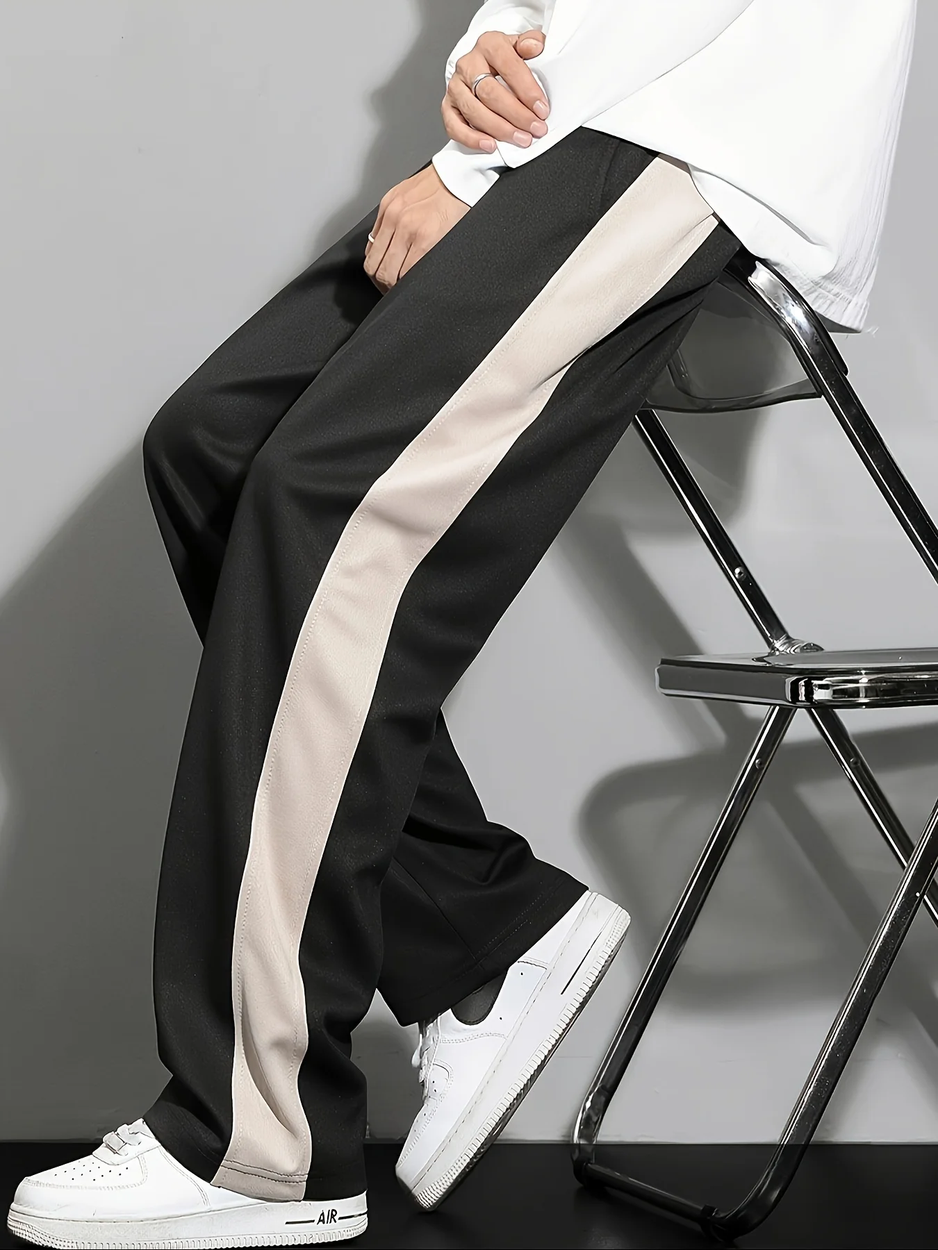 Pantaloni casual sportivi a contrasto da uomo, comodi e versatili