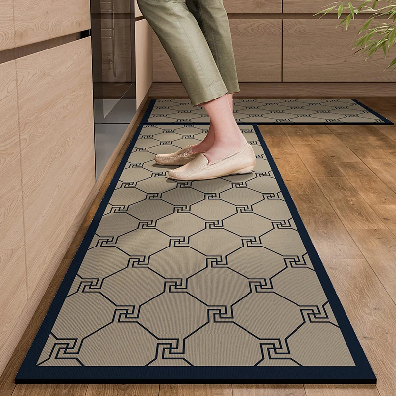 Kitchen Carpet Long Rug Pvc Leather Waterproof Non-slip Floor Mat Home Decoration Anti-fatigue Mats Alfombra De Cocina שטיח מטבח