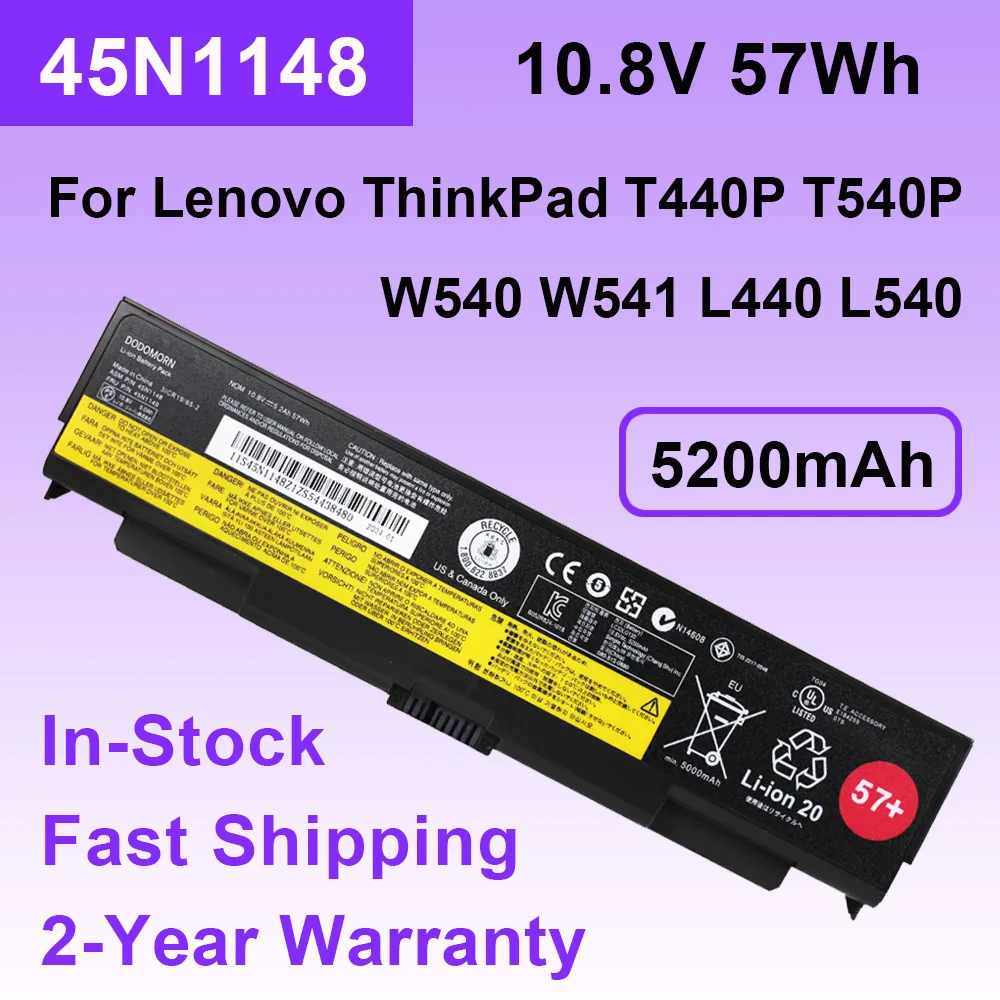 

Аккумулятор 45N1148 45N1149 для ноутбука Lenovo ThinkPad T440P T540P W540 W541 L440 L540 45N1145 45N1146 45N1147, аккумулятор 10,8 В 57Wh 5,2 Ач 57 +