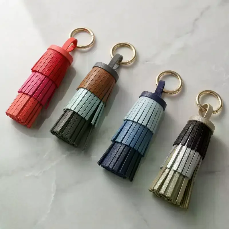 Handmade Bohemian Leather Tassel - Luxuriously Thick Fringe With Large Metal Ring For Bag & Keys Perfect For Gift