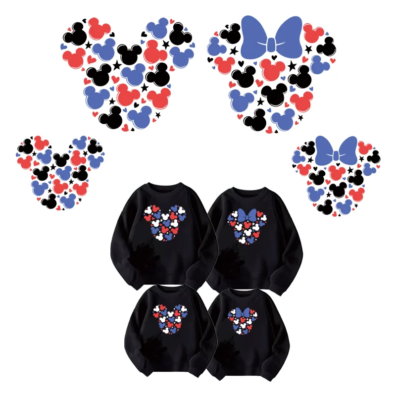 Fashion Mickey and Minnie Mouse Couple family Patches for clothes self-adhesive vinyl stickers stripes appliques