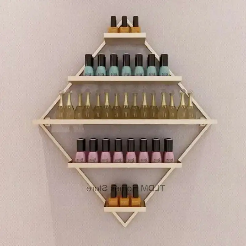

Nordic Golden Nail Polish Shelf Set Nail Shop Display Stand Wall Hanging 선반 Cosmetics Storage Shelf Nail Polish Holder
