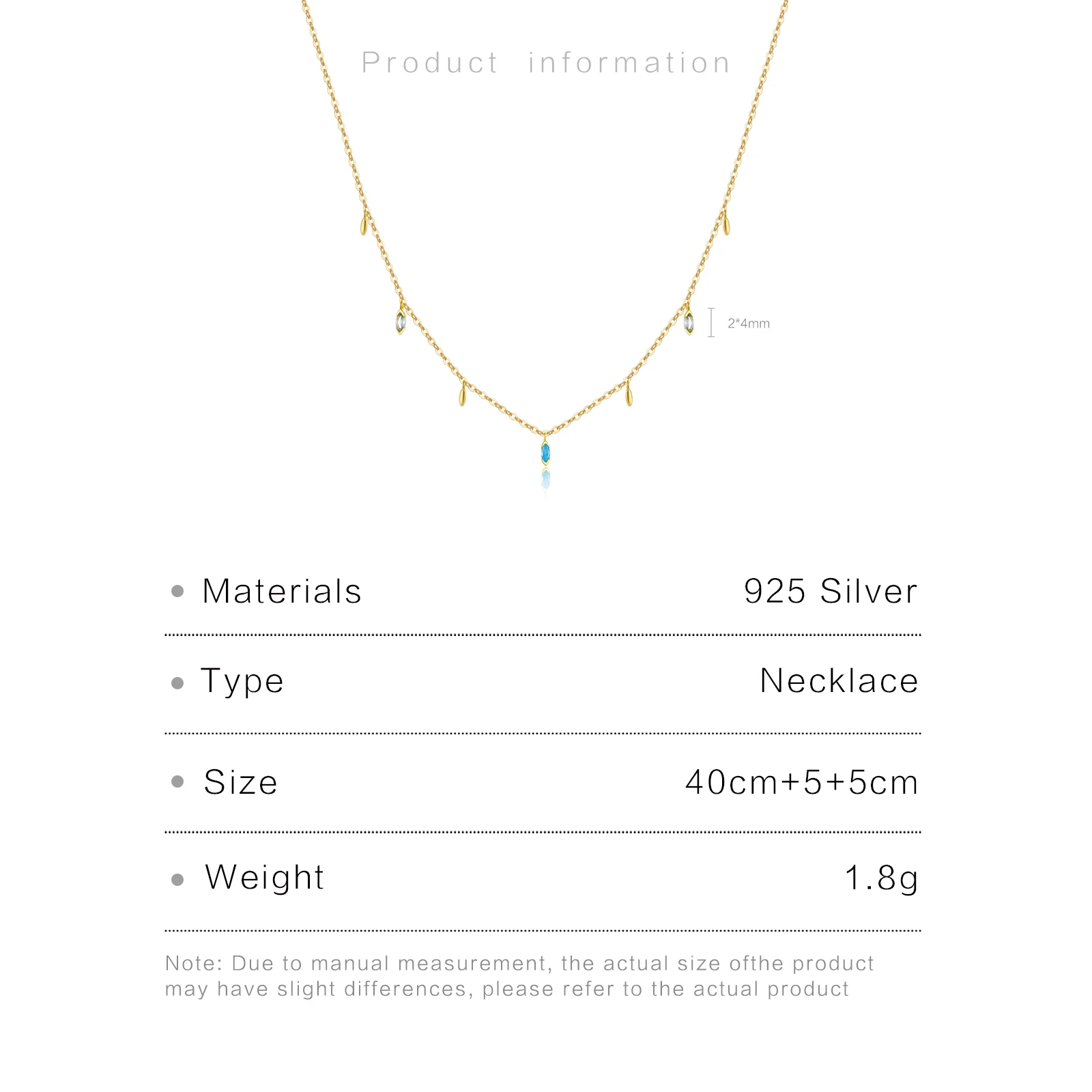 VEWANT 100% 925 Sterling Silver Aquamarine Marqulse Wisiorek CZ Długi łańcuszek Naszyjnik Choker 2024 Luksusowa biżuteria ślubna — zdjęcie 4