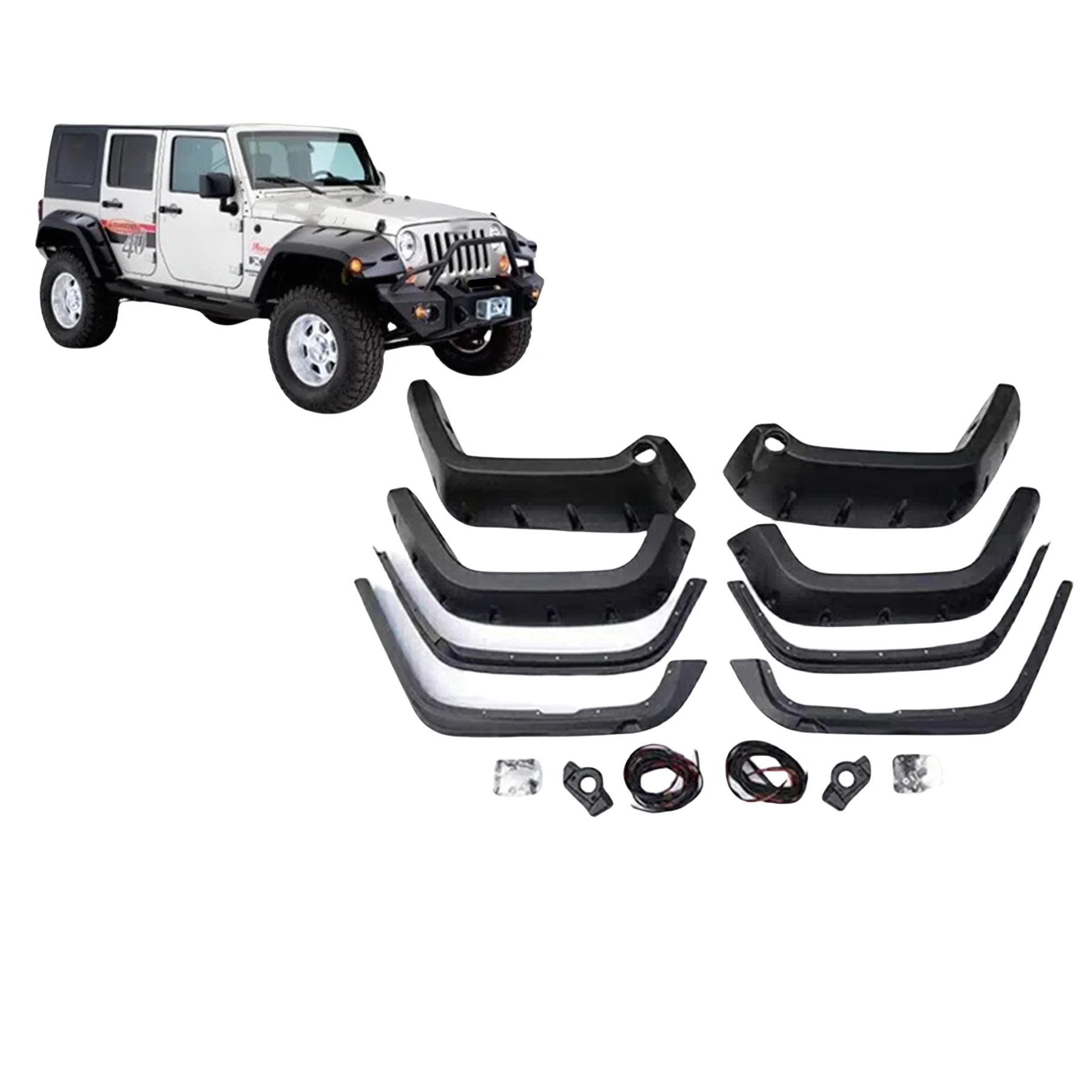 Car Fender Flares Arch Wheel Eyebrow Protector Mudguard Sticker for Jeep Wrangler JK 07-14