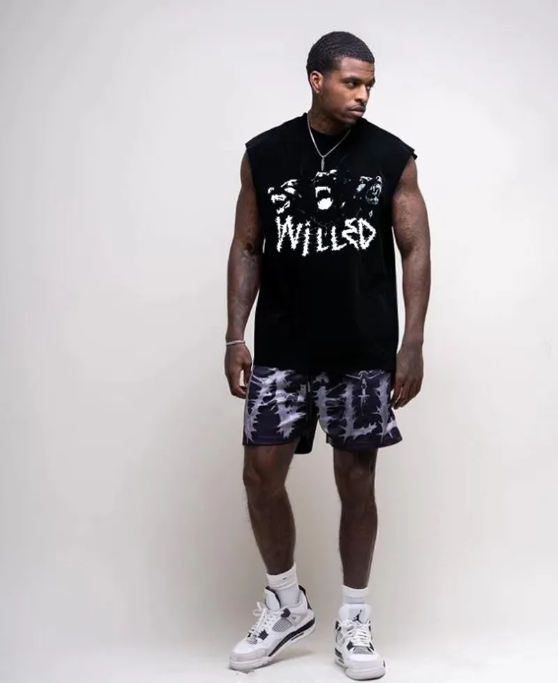 Summer New American Tank Top Men's Instagram Trendy 230g Cotton Sleeveless Shoulder Training And Fitness Top