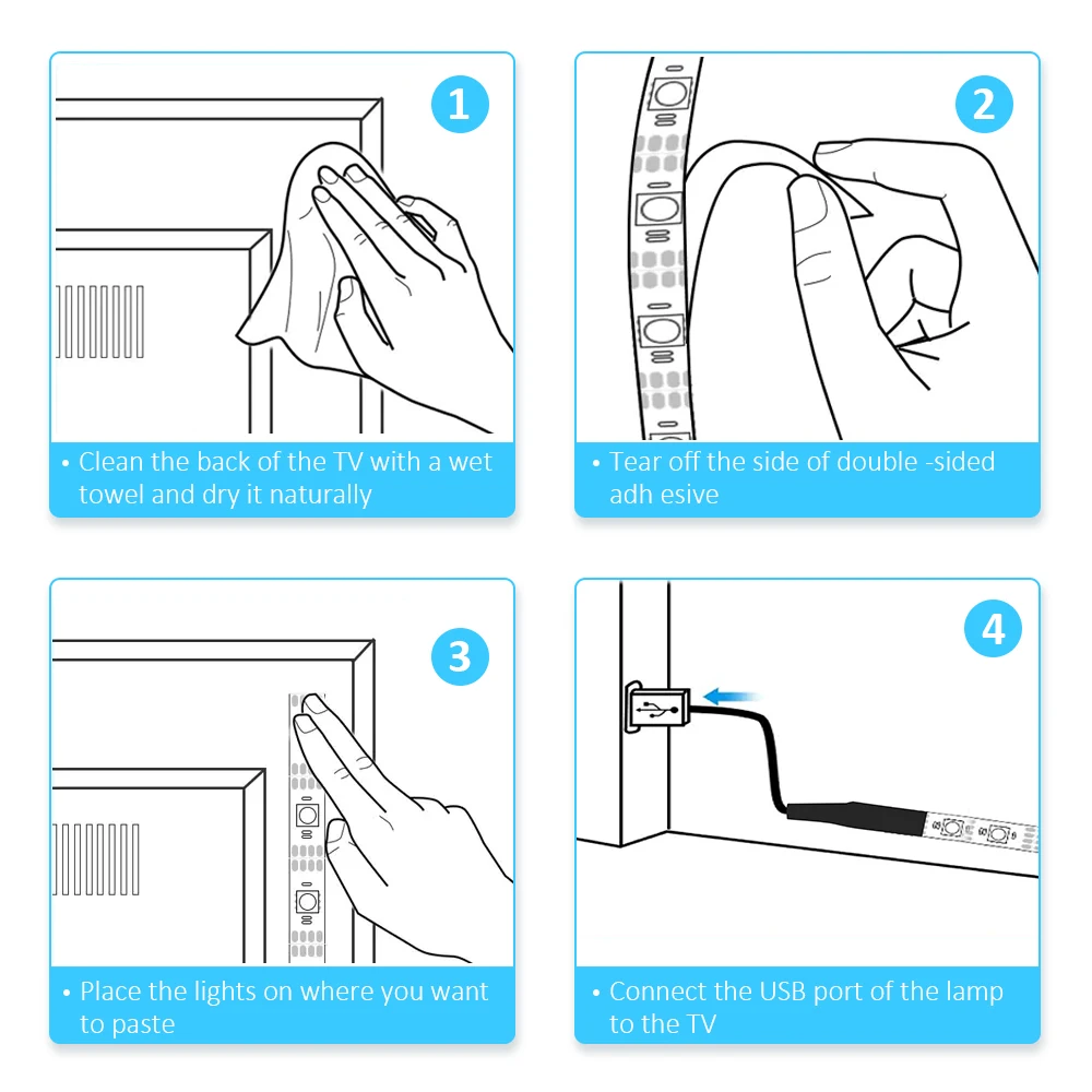 Lampki Led do TV 3 klucze Led Strip USB 5V taśma do podświetlenie TV dekoracji domu elastyczna wstążka