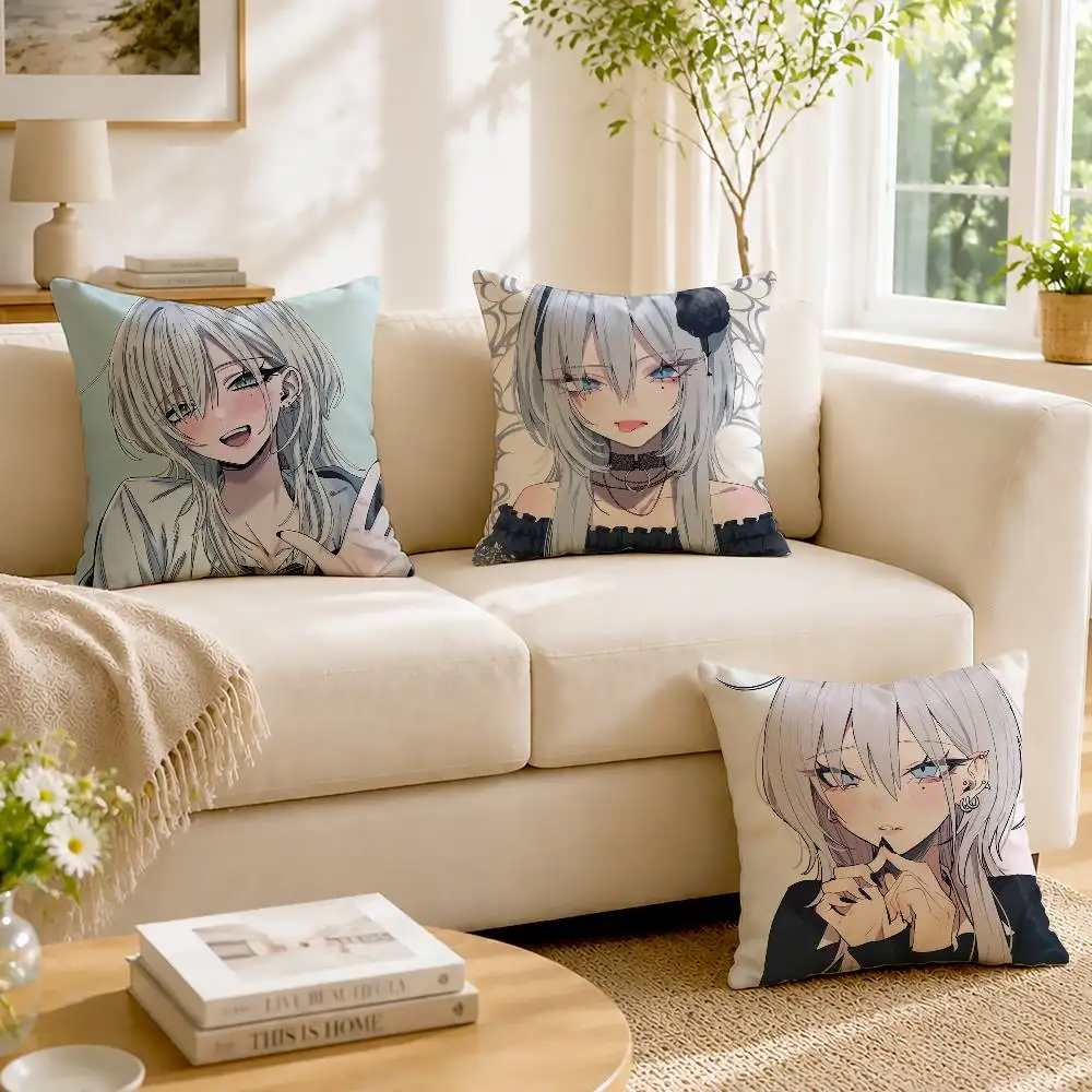 so Cute H-Haimiya Senpai Customizable Square Pillow case Double Sided Print Sofa Bedroom Decor Cushion Cover