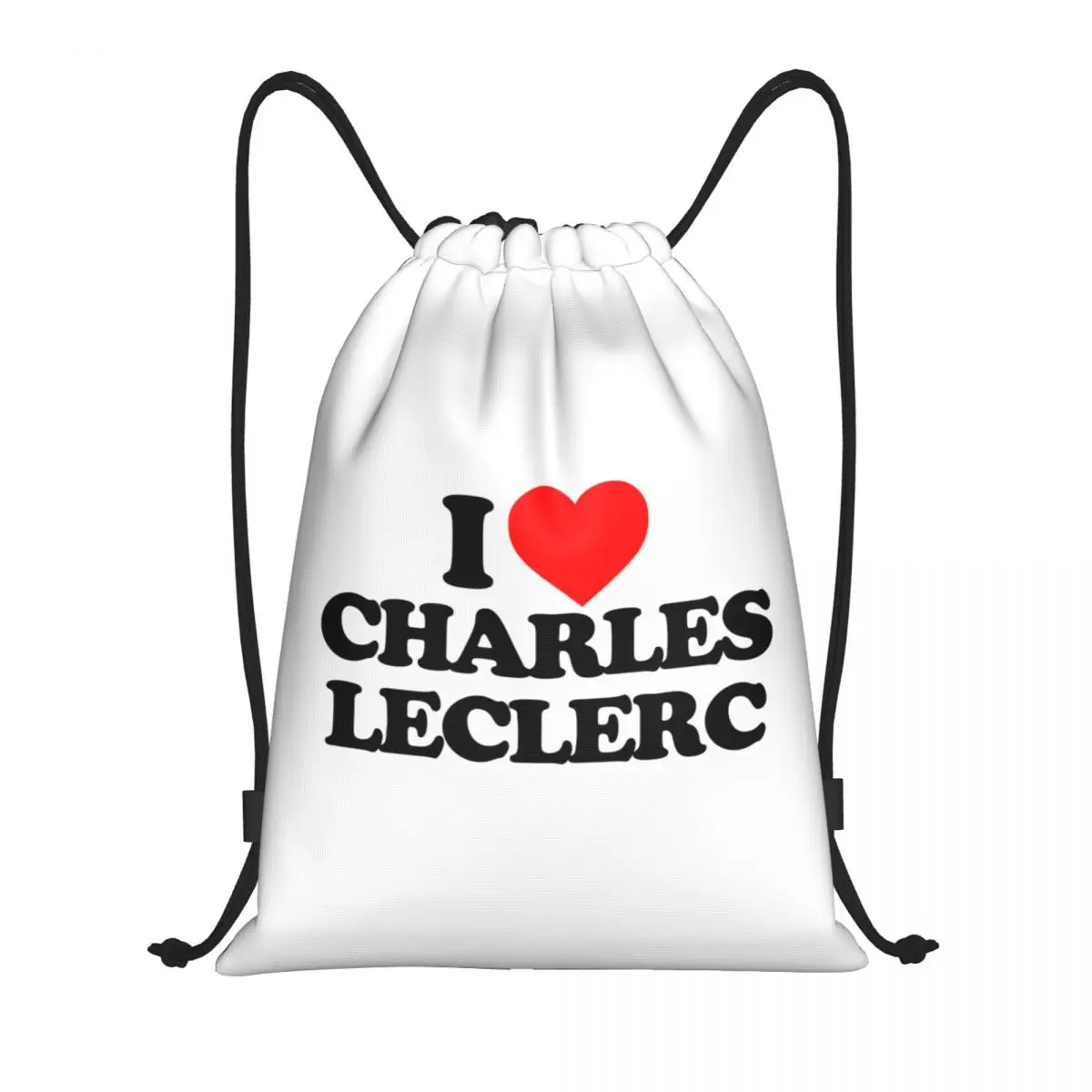 I Love Charles Leclerc Drawstring Backpack Women Men Gym Sport Sackpack Portable Training Bag Sack