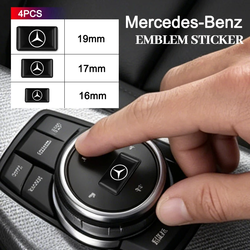 4pcs Lables Car Steering Wheel Sticker Hub Caps Center Decals For Mercedes Benz AMG W206 W204 W205 W212 W213 W221 W222 W240W211 view 5
