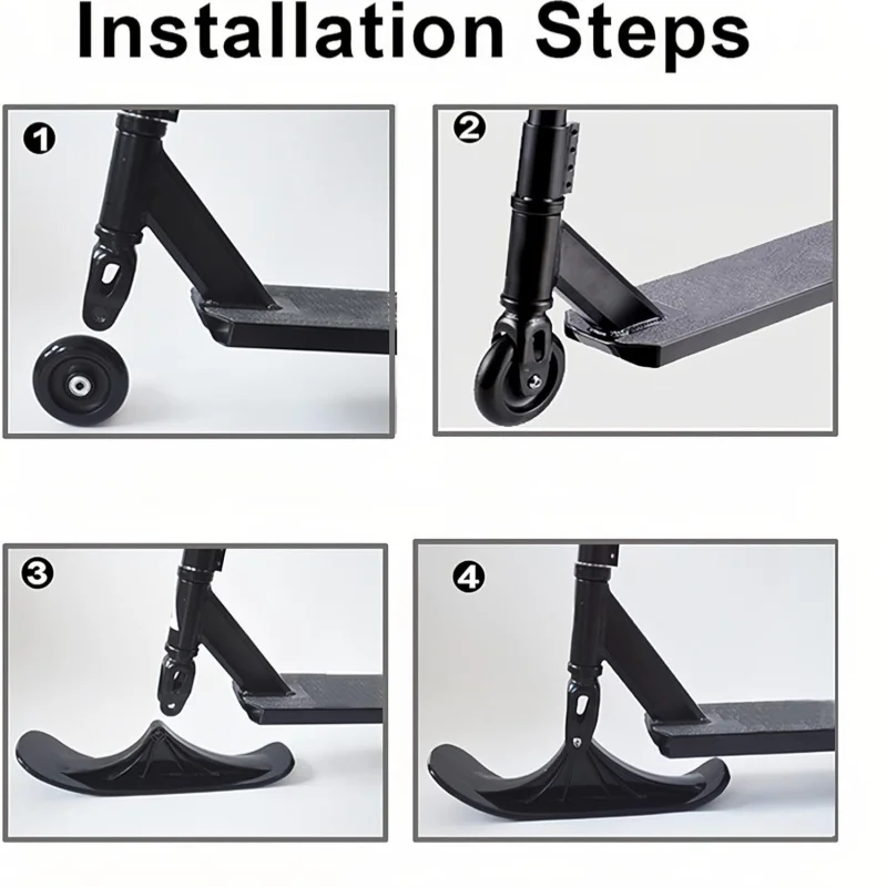 اكسسوارات مزلقة التزلج الشتاء الثلوج سكوتر التزلج زلاجات الأطفال ذات الاستخدام المزدوج التزلج اثنين في واحد سكوتر عجلتين ركوب أجزاء الإطارات #4
