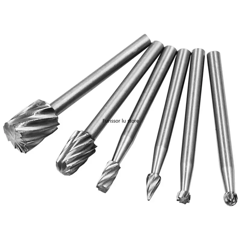 ​​6pcs Rough Tooth Carbide Rotary Files - High-Speed Steel Carving Grinding Heads for Woodworking & DIY​​