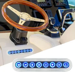 Waterproof Stainless Steel 8 Gang Push Button 12V Boat Marine Switch Panel