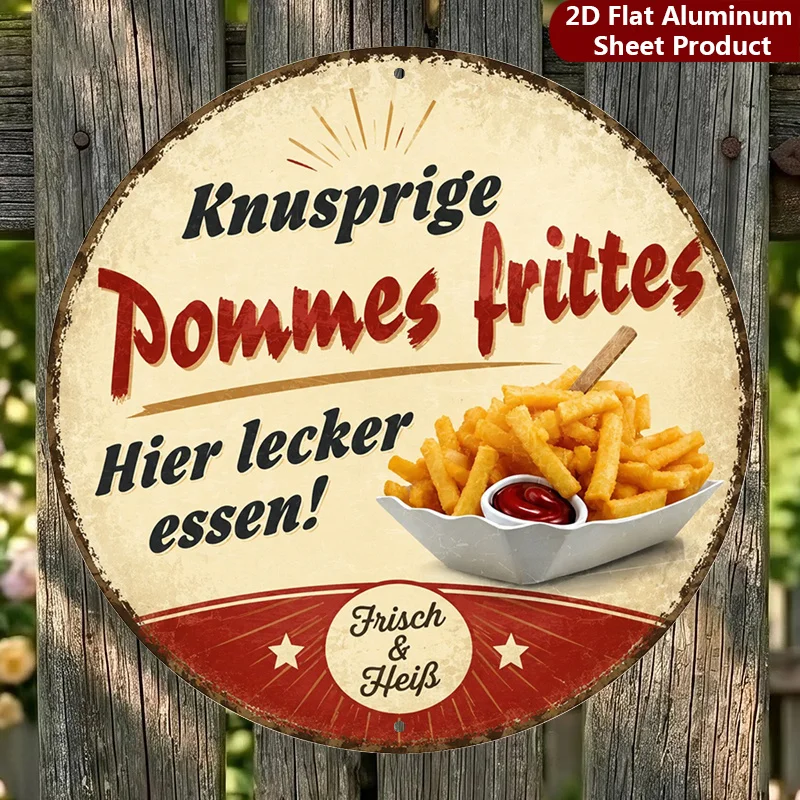 2D Flat, 1pc, Fun Food Sign Decorative Sign Vintage Style Plaque German Theme Perfect for Home, Porch, Garden, Cafe, Etc,