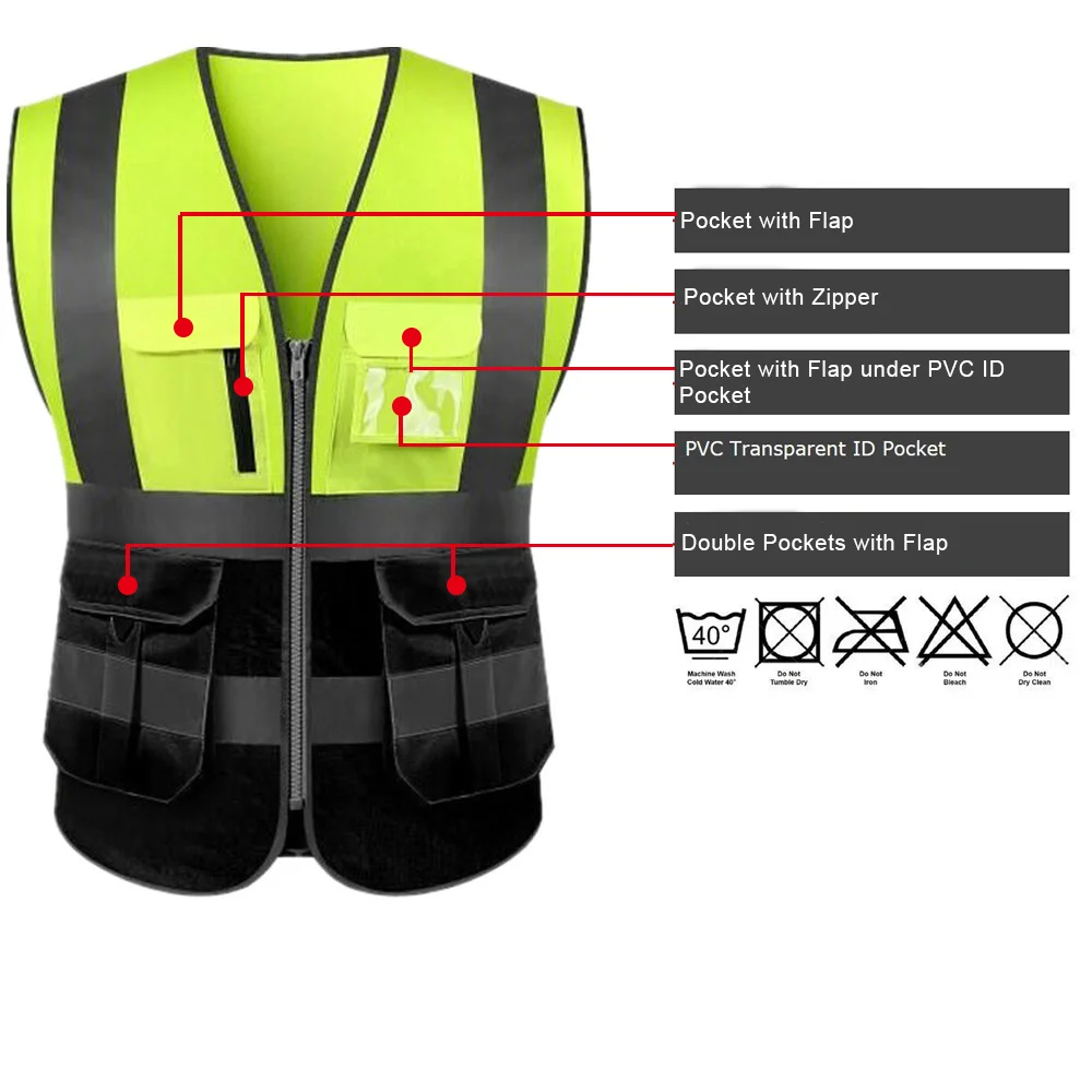 Customized Your Text Logo Reflective motocycle Safety Vest Hi Visibility Construction Work Uniform Security ANSI Class 2