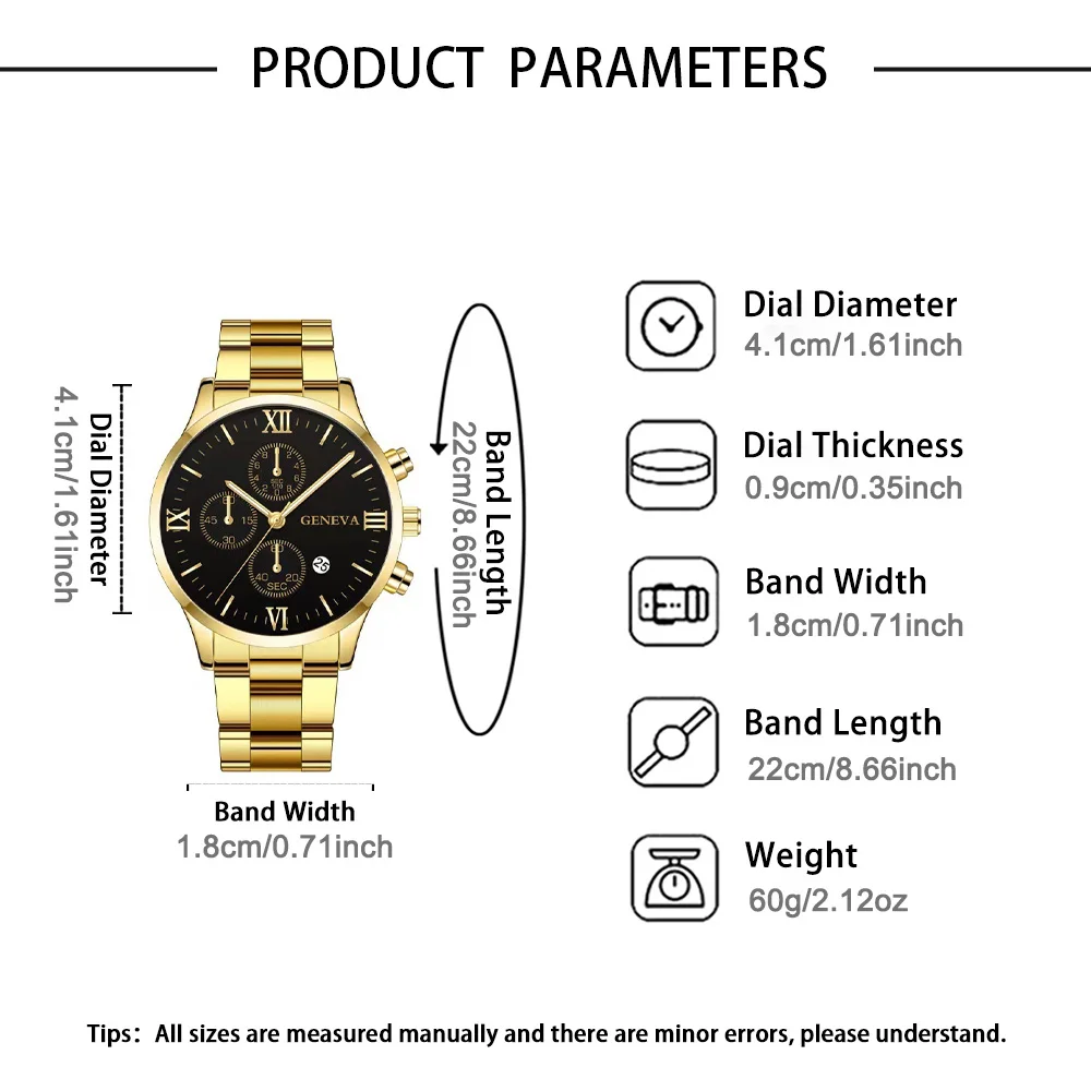 2pc men's fashionable quartz watch and versatile accessory set for daily wear as gifts for friends and family