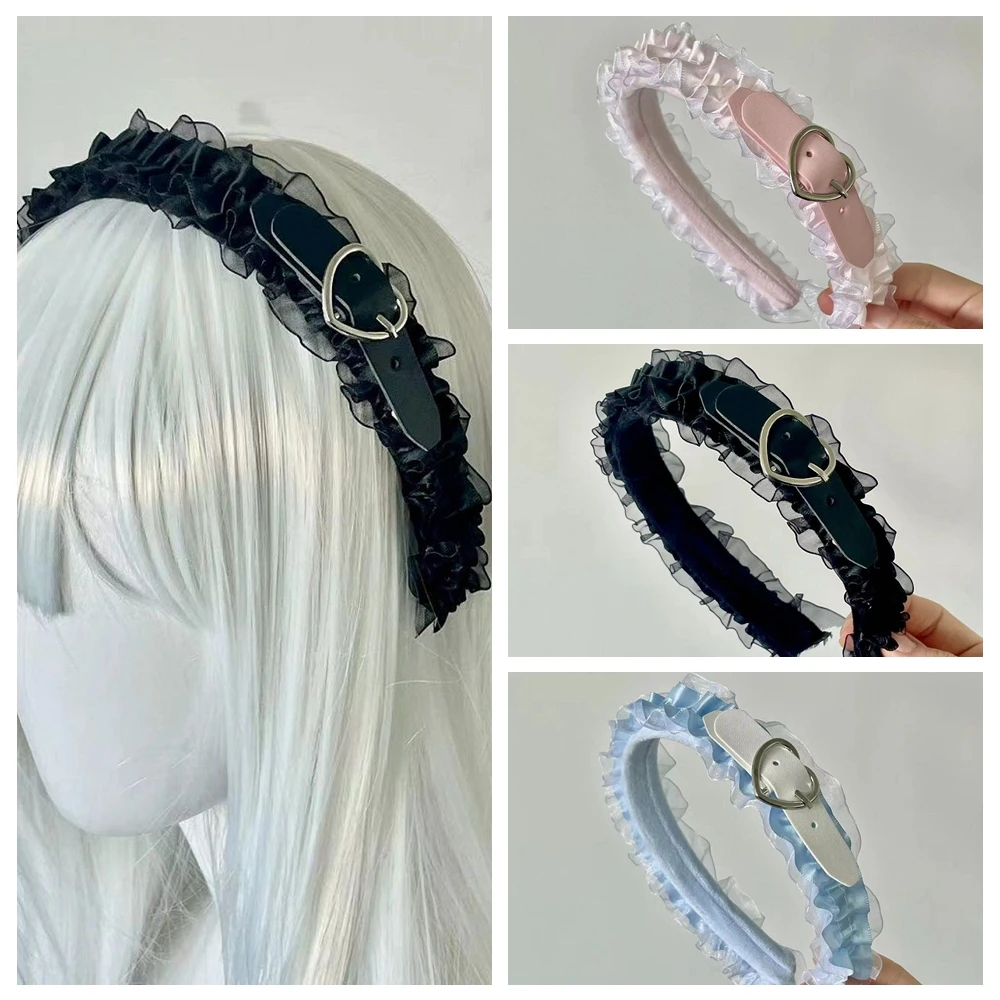 اليدوية النساء الفتيات الشرير الدانتيل عقال Y2K العصابات الشعر غطاء الرأس القوطية لوليتا تأثيري الشعر هوب الهيب إكسسوارات الشعر #1