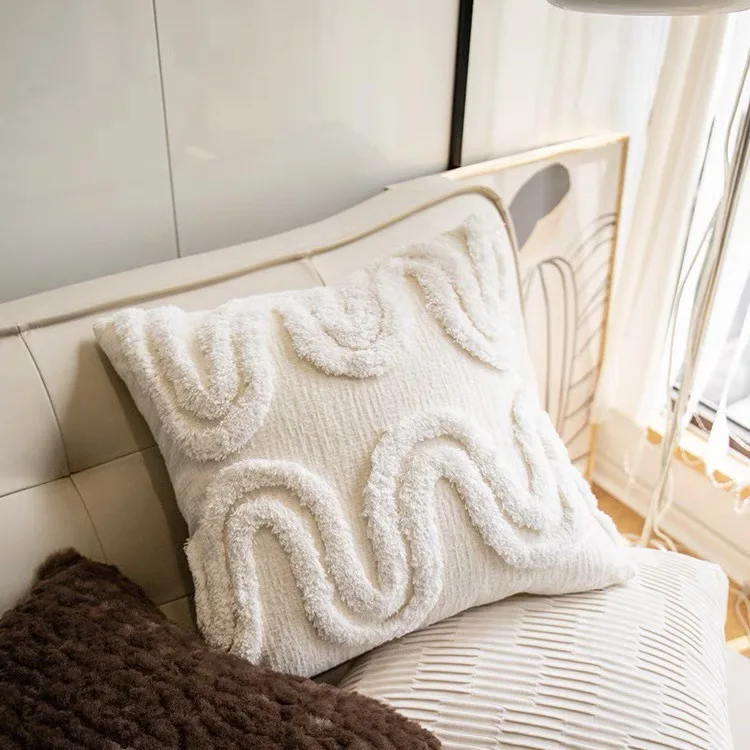 New Nordic style home living room cushion cover Chenier high-end boutique embroidery tufted ring fleece cushion