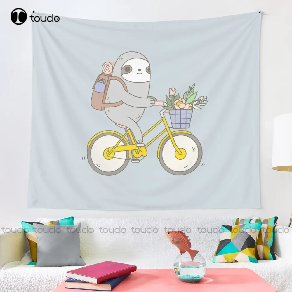 Biking Sloth Bike Sloth Biking Sloths Funny Sloth Bicycle Animal Riding Bicycle Tapestry Tapestry Dark Art Home Decoration