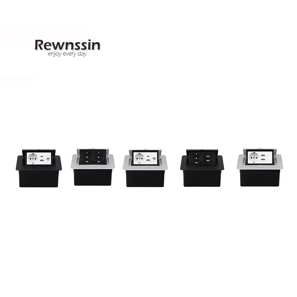 

220V Socket With Built-in Two USB Interface And Type-C Interface EU Socket Desktop Power Socket Pop-up Socket Hidden Socket