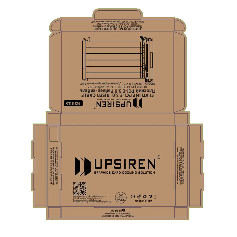 UPSIREN 180° PCI-E 3.0/4.0 X16 GPU Extension Cord Shielded Flexible Mounting Riser Cable Video Card Extension Cable length 185MM