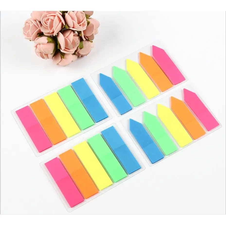 100 Sheets Fluorescence Self Adhesive Memo Pad Sticky Notes Bookmark Marker Memo Sticker Paper Student School Office Supplies