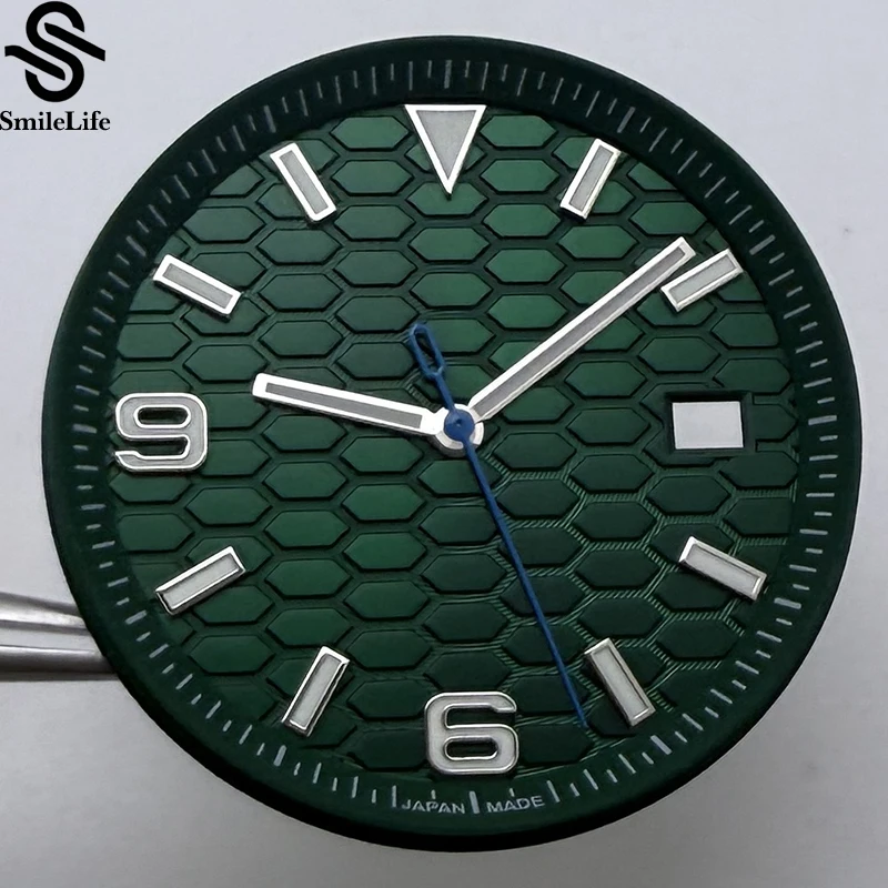 SmileLife 33.8 مللي متر Land-Dweller ساعة معقمة قرص أخضر مضيء مع حلقة تناسب NH35 ساعة يد تعمل بالحركة الأوتوماتيكية اكسسوارات