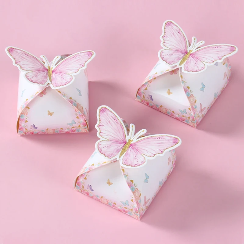 Confezione regalo di caramelle da 12 pezzi farfalla rosa viola decorazioni per feste di compleanno forniture per matrimoni borsa regalo per biscotti