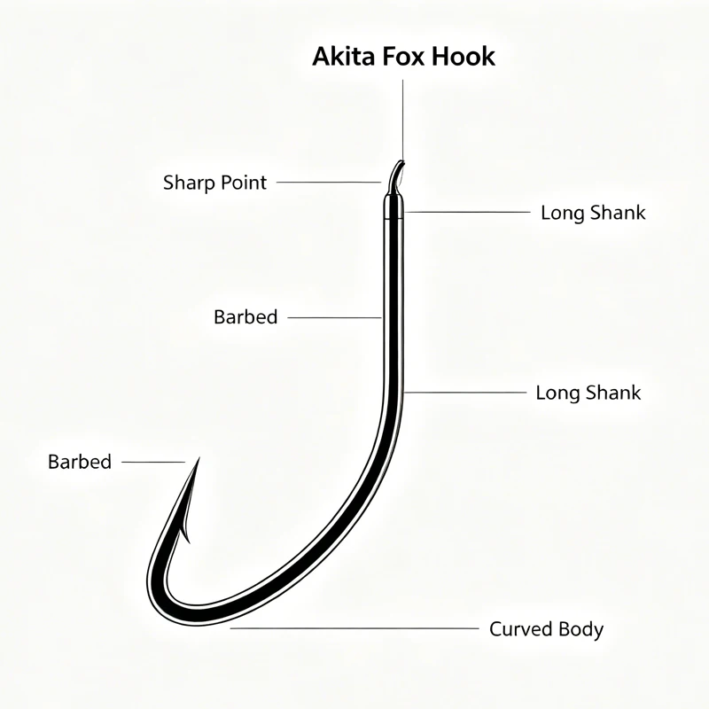 Japan Gamakatsu Akita Kitsune Barbed Fish Hooks Thin Wire Sharp Point Flat Forged Hooks for Stream Fishing Small Fish