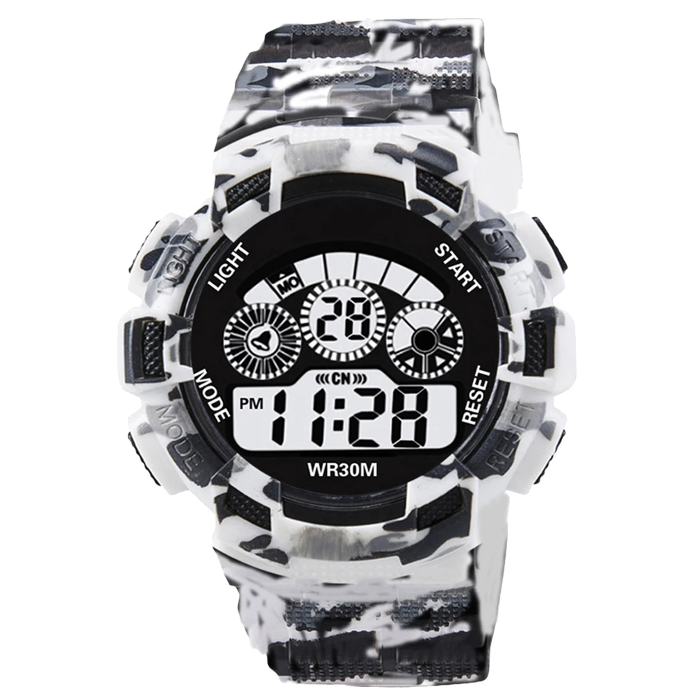 

Camouflage Electronic Watch 30M Waterproof LED Backlight Digital Display Men Student Watches Stylish Countdown Timer Week Date