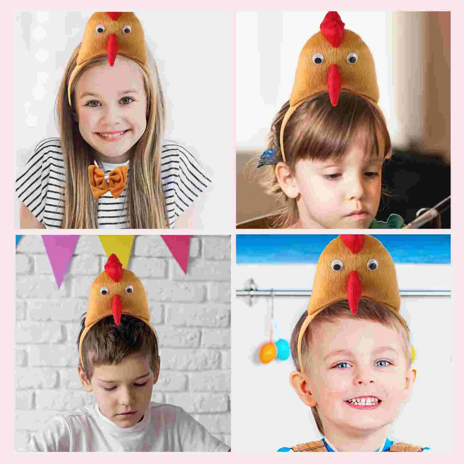 Three-dimensional Chicken Three-piece Set Easter Bow Tie Headpiece Tail Prop Letter Festival Supply Party Accessories Toddler