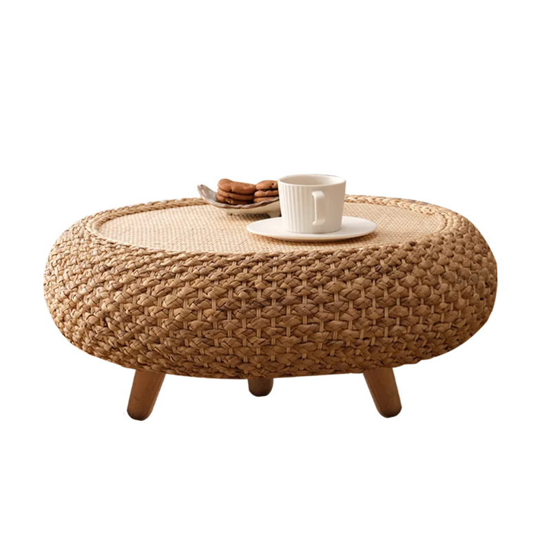 Customizable rattan round window, tatami floor table, coffee corner, tea leisure area, low table