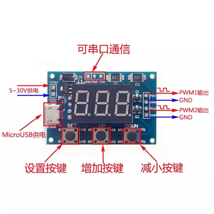 2-way PWM Pulse Frequency Duty Cycle Adjustable Module Square Wave Rectangular Wave Signal Generator Driven By Stepper Motor