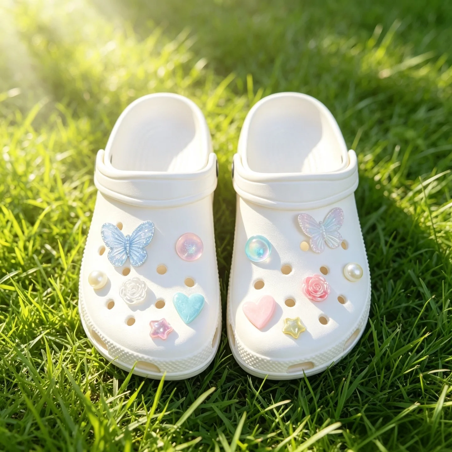 Gemischte durchscheinende Schuh-Charms Schmetterling Herz Stern Blume Perle PVC-Ornamente für Clogs, Hausschuhe, Geschenke für Mädchen, Frauen, Partyzubehör