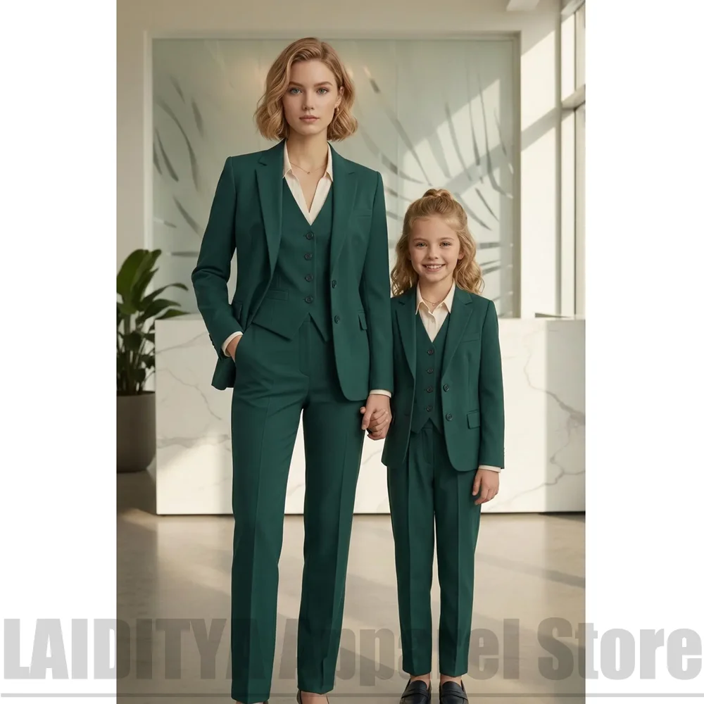 

Chic Girls 3 Piece Suit Set Single Breasted Blazer Vest Pants Solid Color Formal Casual Wedding Graduation Party Formal Outfit