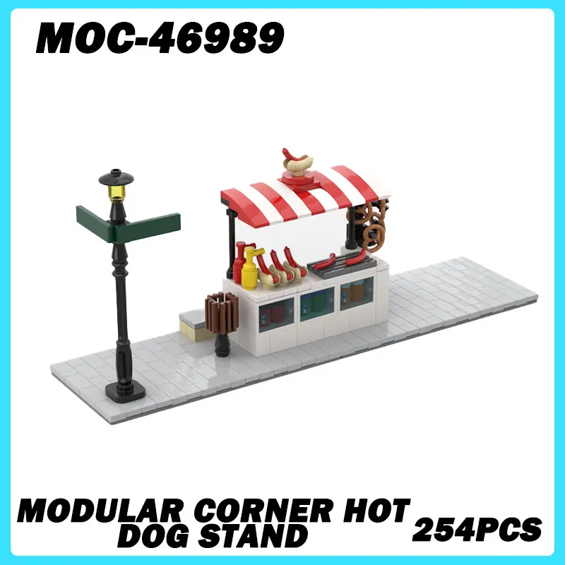 MOC-46989 Street View Série Modulaire Coin Hot Dog Stand décennie s De Construction DIY Modèle Briques Puzzle Jouets Brique Puzzle Cadeaux 226Pcs