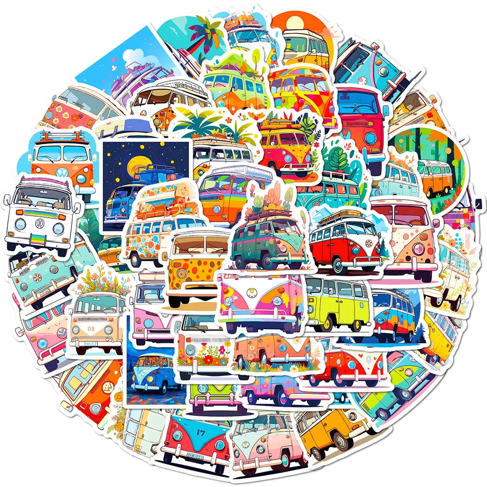 

10/50pcs Cartoon Cute Transportation Bus Varied Sticker Pack for Kids Scrapbooking Luggage Laptop Car Decoration Sticker Decals