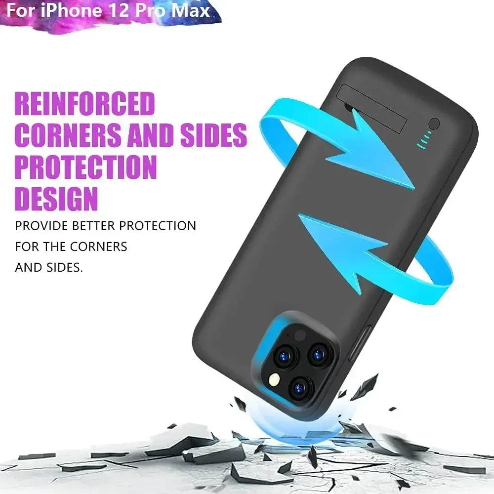 

10000 мАч для iPhone 12 Pro Max Power Case Тонкий портативный аккумулятор для зарядки аккумулятора 12 мини-чехол для зарядного устройства для iPhone 12 Pro