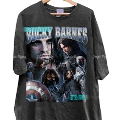 Koszulka zimowego żołnierza Bucky Barnes Sebastian Stan sokół i zimowa koszula hołdu żołnierza