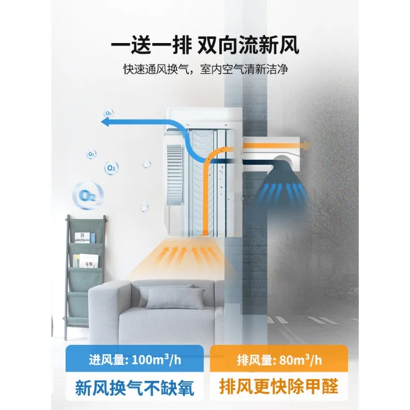 BROAD FF100PRO Wall Mounted Fresh Air System - 100m³/h Bidirectional Ventilation & Washable Filter