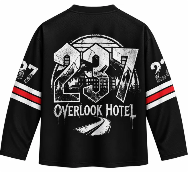 Men Overlook Hotel 237 Hockey Jersey The Shining Horror Movie Long Sleeve V Neck Streetwear Halloween Costume Jersey