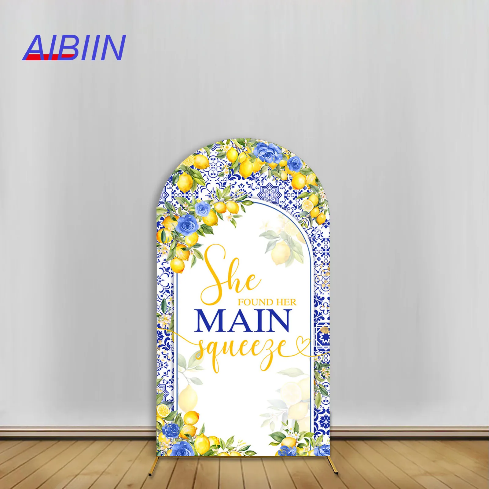 

AIBIIN Wedding Arch Backdrop Cover Lemon Flower Bridal Shower Elastic Spandex Photography Background Birthday Fabric Party Decor